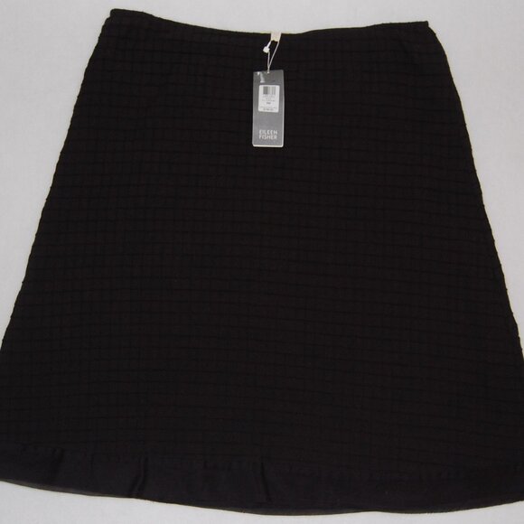 NWT Eileen Fisher Organic Cotton, Textured Peasant Skirt, Black, Petite M - Picture 4 of 10